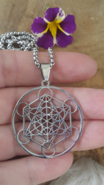 Metatron kubus hanger + ketting RVS