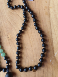 Edelstenen Mala Onyx met Groene Aventurijn (matte kralen)