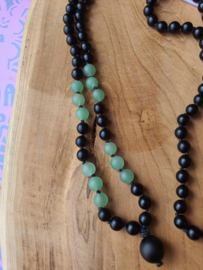 Edelstenen Mala Onyx met Groene Aventurijn (matte kralen)