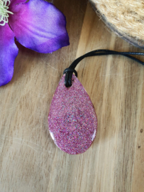 Orgonite hanger Rozenkwarts Roze lintje 30x55mm (nr 45)