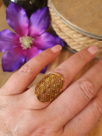 Ring Flower of Life / Levensbloem Gold Verstelbaar (model 2)