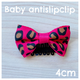 Baby clip donkerroze panter