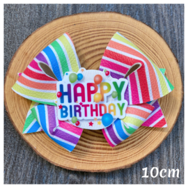 Regenboogstrik 10cm happy birthday
