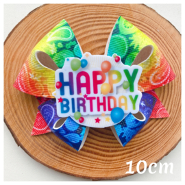 Regenboogstrik 10cm happy birthday