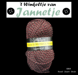 Scheepjes Noorse Sokkenwol 6864 Rood - Zwart - bruin