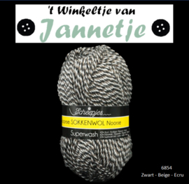 Scheepjes Noorse Sokkenwol 6854 Zwart - Beige - Ecru