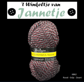 Scheepjes Noorse Sokkenwol 6862 Rood - Grijs - Zwart