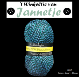 Scheepjes Noorse Sokkenwol 6852 Groen - Zwart - Blauw