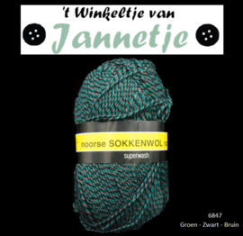 Scheepjes Noorse Sokkenwol 6847 Groen - Zwart - Bruin