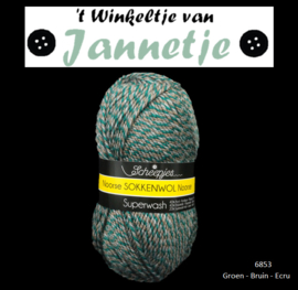 Scheepjes Noorse Sokkenwol 6853 Groen - Bruin - Ecru