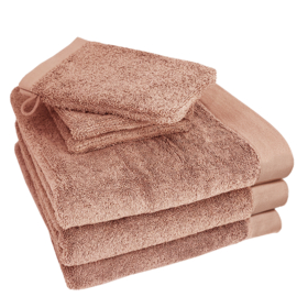HOOMstyle Badgoedset 3 x Handdoeken 70x140cm en 3 x Washandjes - 100% Katoen 650gr - Terra