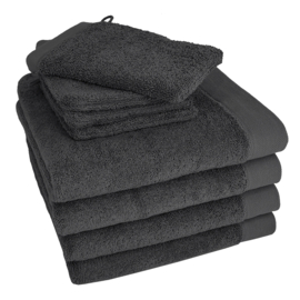 HOOMstyle Badgoedset 4 x Handdoeken 50x100cm en 4 x Washandjes - 100% Katoen 650gr - Zwart