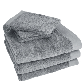 HOOMstyle Badgoedset 3 x Handdoeken 70x140cm en 3 x Washandjes - 100% Katoen 650gr - Grijs