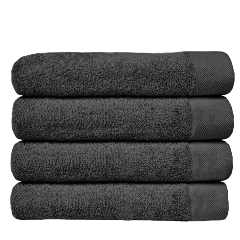 Overeenkomstig Maria eenvoudig HOOMstyle Handdoeken Set - 60x110cm - 4 stuks - Hotelkwaliteit - 100% Katoen  650gr - Zwart | Handdoeken | Delta Webshops