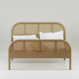 Double rattan bed with hole pattern