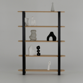 Shelving unit with round shapes