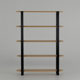 Shelving unit with round shapes