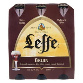 Leffe bruin bier, 6 x 30cl.