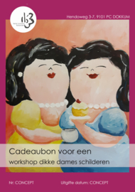 Cadeaubon workshop dikke dames schilderen 4 personen (2,5 uur)