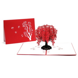 Pop up kaart rode esdoornbladen voor herfst en Thanksgiving