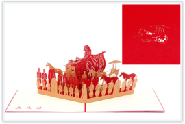 Tarjeta 3D con la Dinastía Qin de la Antigua China QinShi Huangdi y los Guerreros de Terracota y Qin