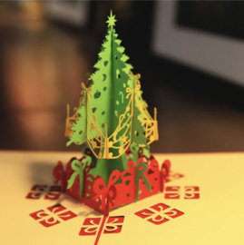 Pop up kerstkaart kerstboom Merry Christmas