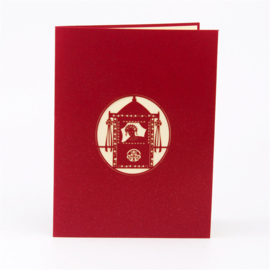 D pop-up wedding card with ancient Chinese classic red sedan chair