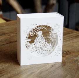 3D Popup wenskaart Romantische Sneeuwvlokken met berichtenpaneel