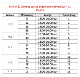 HSK 5 下 Chinees cursus Lezen en schrijven B2 > C1