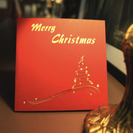 Pop up kerstkaart kerstboom Merry Christmas