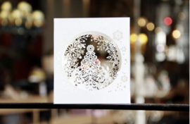 3D Popup wenskaart Romantische Sneeuwvlokken met berichtenpaneel