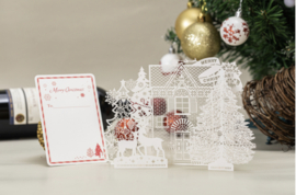 3D Pop up Kerstkaart Dreaming of a white Christmas met berichtenpaneel