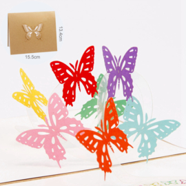 Pop up gelukskaart -7 vliegende vlinders