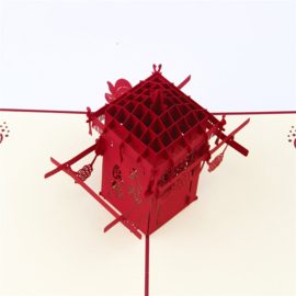 3D-Pop-up-Hochzeitskarte mit alter chinesischer klassischer roter Sänfte
