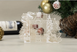 3D Pop up Kerstkaart Dreaming of a white Christmas met berichtenpaneel