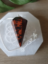 Mahonie Obsidiaan pendel facet geslepen