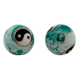 Meridiaan kogels Yin Yang wit/groen