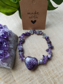 Amethist hart armband