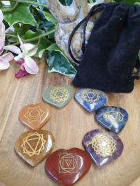 7 chakra - set van 7 halfedelstenen hartvormig