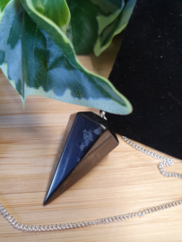 Obsidiaan (sneeuwvlok) pendel facet geslepen