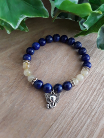 Lapis Lazuli/rutielkwarts armband met ganesha bedel