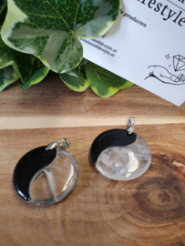 Yin Yang hanger bergkristal/obsidiaan
