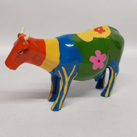 Cow with plastic flowers