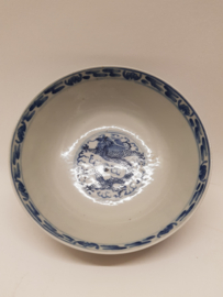 Japanische antike Wanyu-Drachen-Keramik in Blau und Weiß