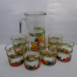 Retro juice jug with glasses
