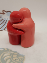 Salt and pepper shakers Greeting people orange/red