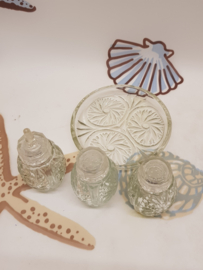 Vintage glazen 4-delige set peper en zout