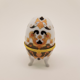 Porcelain Egg jewelery box black / gold