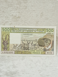 West Africa 500 Francs from 1985