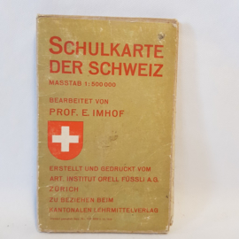 Schulkarte der Schweiz stoffen schoolkaart uit 1940
